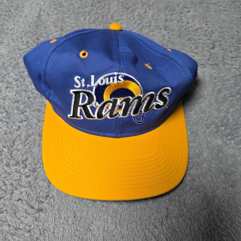 Drew Pearson Mens OSFA Snapback Hat Blue St. Louis Rams Vintage NFL Cap 90s